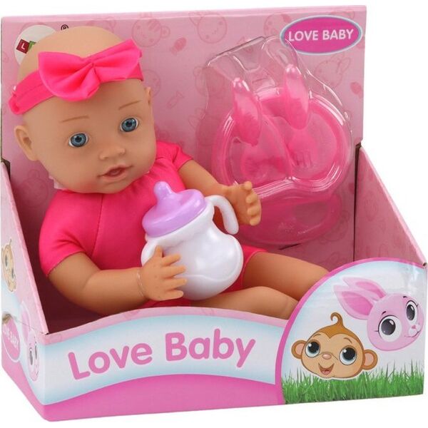 LeanToys Lalka Bobas Opaska Akcesoria Do Karmienia Różowa