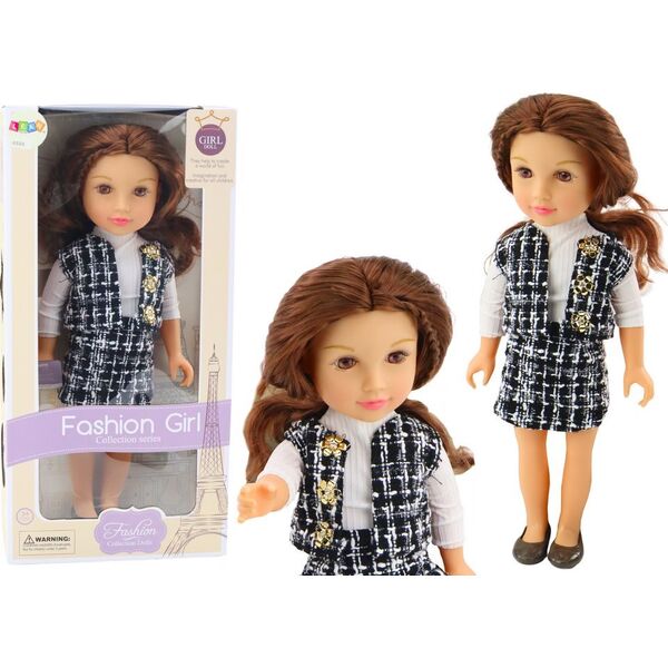 LeanToys Lalka W Eleganckim Ubranku W Kratę Brązowe Włosy 18'