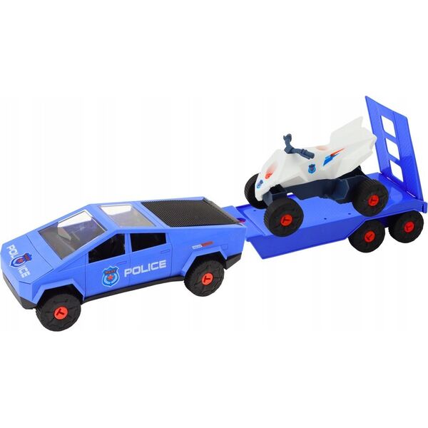 LeanToys Zestaw Nowoczesne Auto z Quadem i Lawetą Do Rozkręcania DIY Niebieski