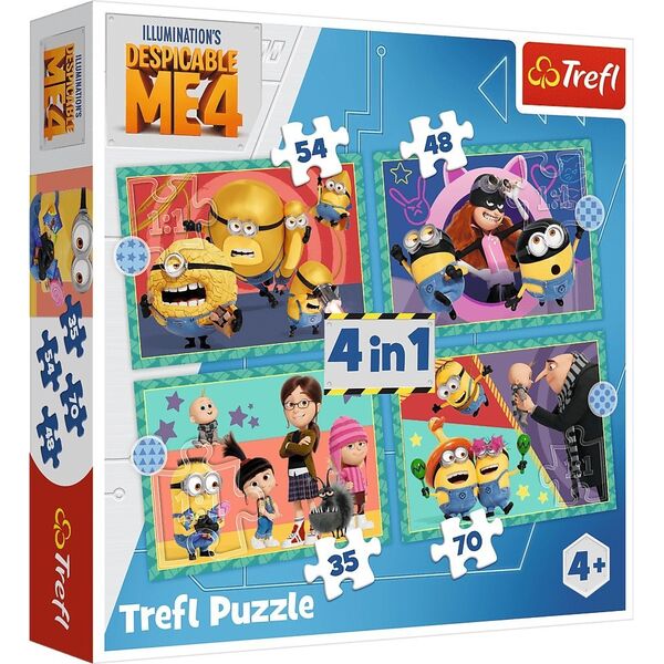 Trefl PUZZLE 4w1 Zwariowane Minionki 34648