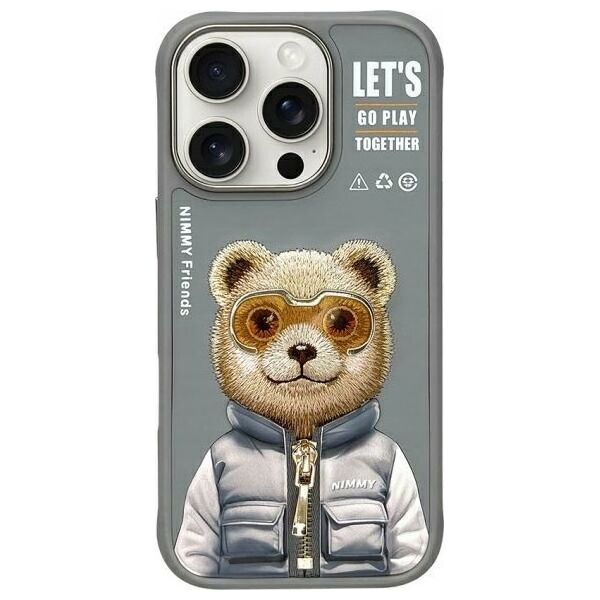Nimmy iPhone 16 Pro 6.3" case gray/grey Cool&Cute 2.0 Bear