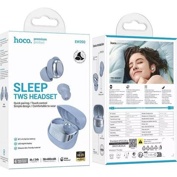 Hoco EW200 Bezprzewodowe Słuchawki Bluetooth TWS - Niebieskie