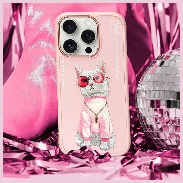 Nimmy iPhone 16 Pro 6.3" Case Pink Glasses Cool Cat