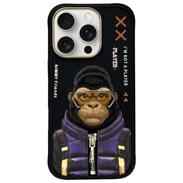 Nimmy iPhone 16 Pro 6.3" Case Black Cool&Cute 2.0 Monkey