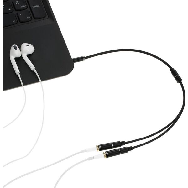 Kabel Mozos Jack 3.5mm - Jack 3.5mm x2 Brak danych czarny (TSX-1005)