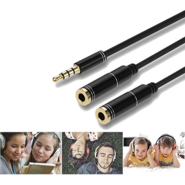 Kabel Mozos Jack 3.5mm - Jack 3.5mm x2 Brak danych czarny (TSX-1005)