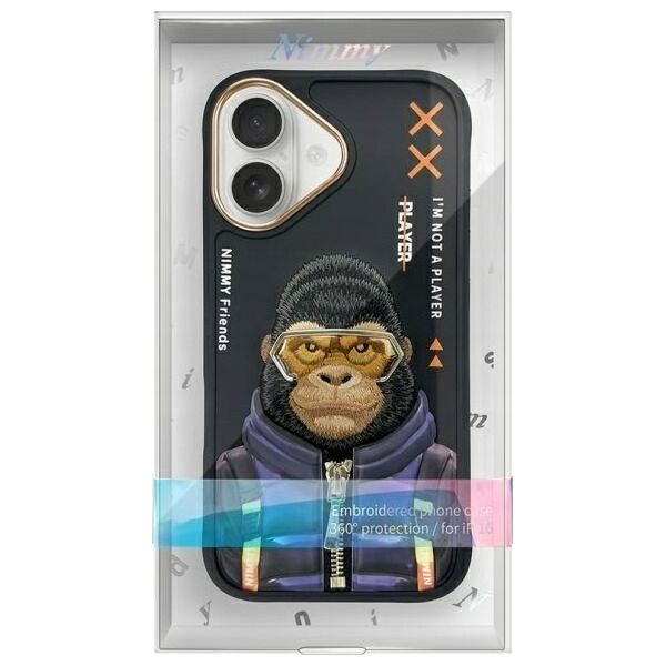 Nimmy case iPhone 16 6.1" black/black Cool&Cute 2.0 Monkey