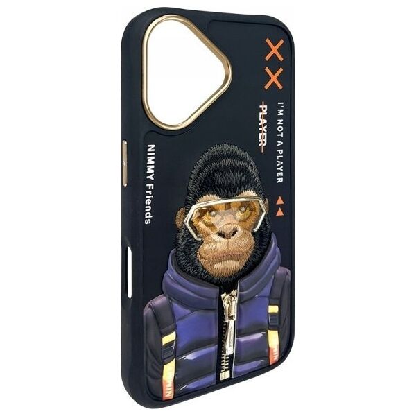 Nimmy case iPhone 16 6.1" black/black Cool&Cute 2.0 Monkey