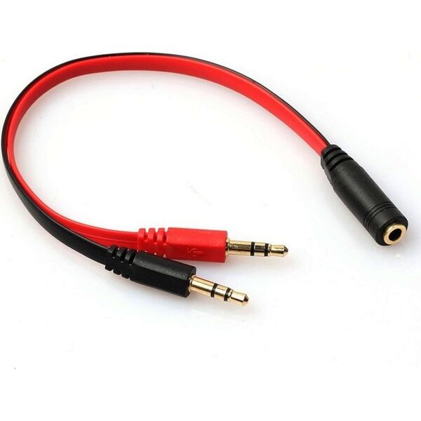 Kabel Mozos Jack 3.5mm - Jack 3.5mm x2 0.2m czerwony (ASM-2)