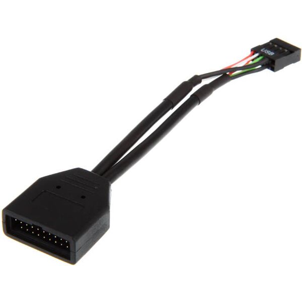 USB 19 pin - USB 9 pin, 0.15m, Czarny (ZUUS-173)