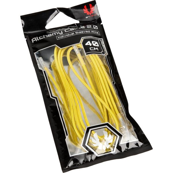 BitFenix Kable bez złącz, 0.4m, Żółty (BFX-ALC-40CMLY-RP)