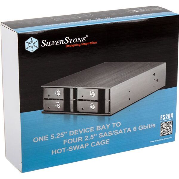 Kieszeń SilverStone na 4x 2.5" HDD / SSD, 5.25", SATA3 (SST-FS204B)