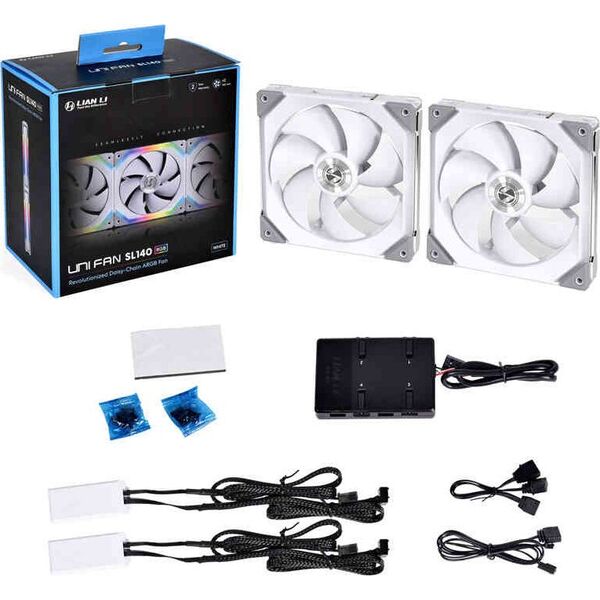 Wentylator Lian Li SL140 Biały 2-pack + Hub (UF-SL140-2W)