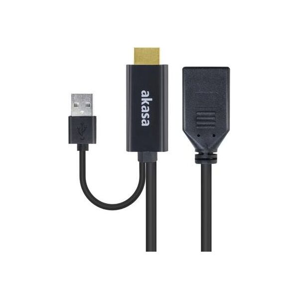 Adapter AV Akasa HDMI - DisplayPort + USB-A czarny (AK-CBHD24-25BK)