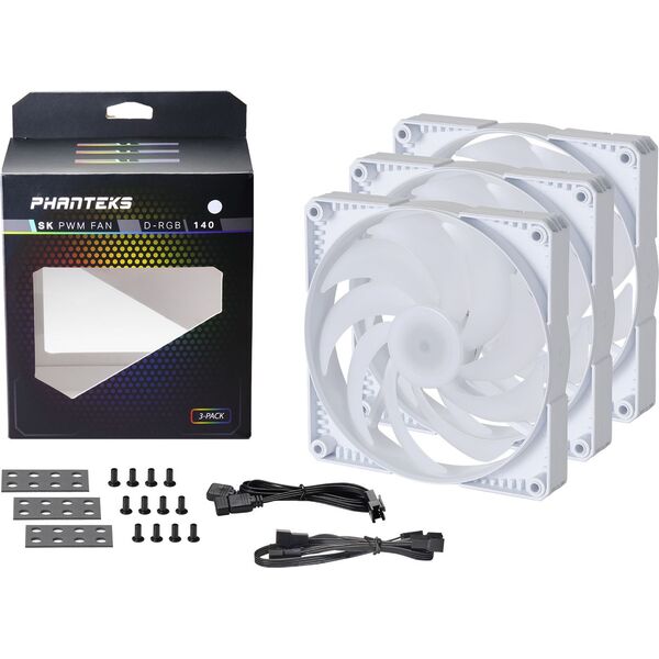 Wentylator Phanteks SK PWM 140mm D-RGB Biały 3-pack (PH-F140SK_DRGB_PWM_WT01_3P)