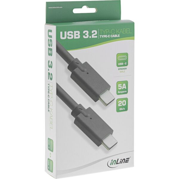 Kabel USB InLine USB-C - USB-C 1 m Czarny (35701A)