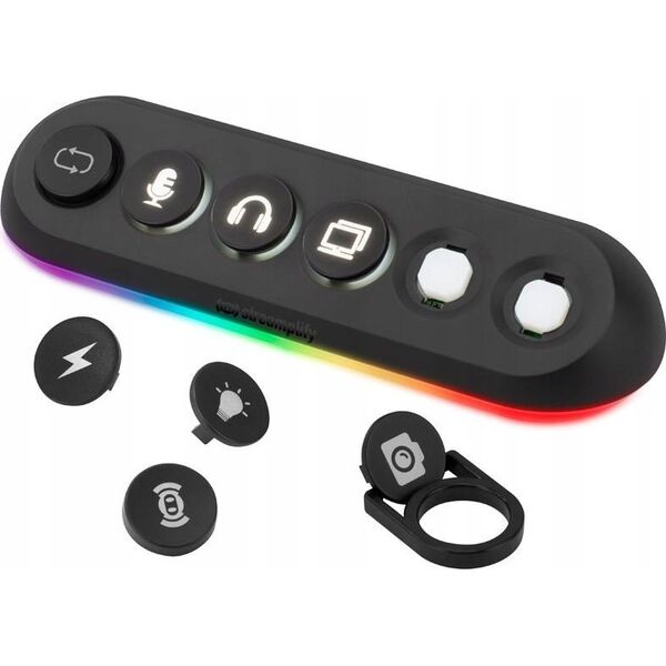 HUB USB Streamplify Streamplify HUB DECK 5, 4x USB 3.0, 1x USB 2.0, RGB, 12V, EU-Netzkabel - schwarz