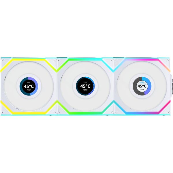 Wentylator Lian Li UNI FAN SL Wireless LCD 120 3-pack biały (12SLLCD1W3W)