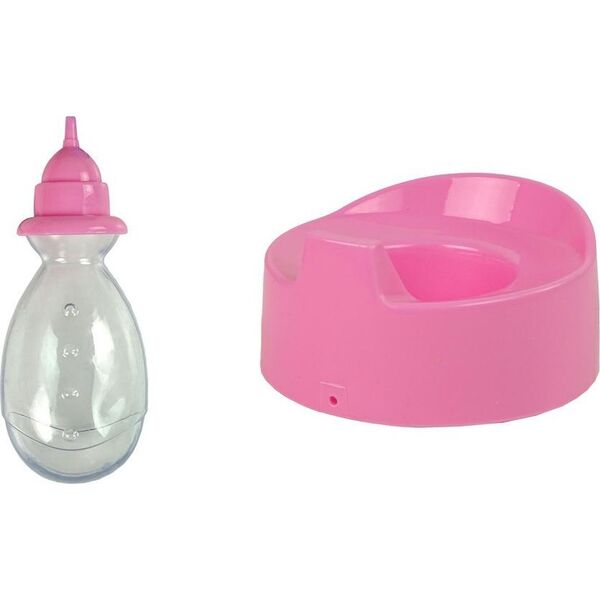 LeanToys Lalka Bobas Różowa Nocnik Siusia Pije Kokardka 24 cm