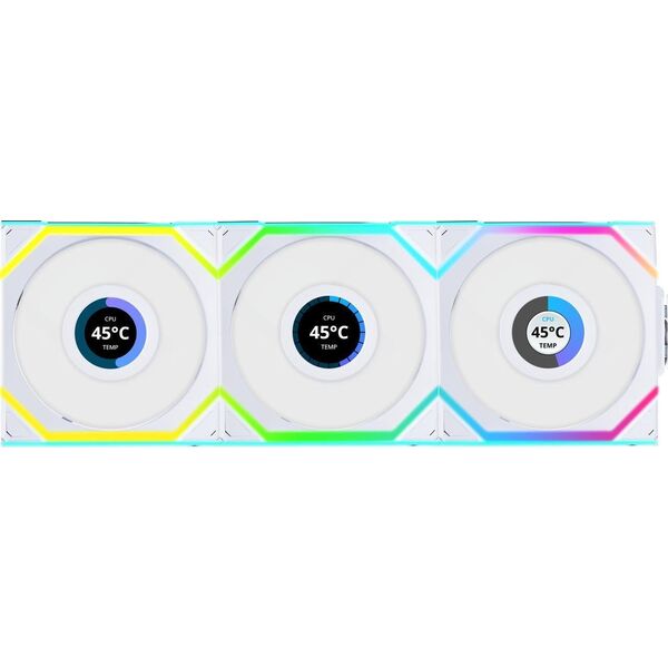 Wentylator Lian Li UNI FAN SL Wireless LCD 120 Reverse Blade 3-pack biały (12RSLLCD1W3W)
