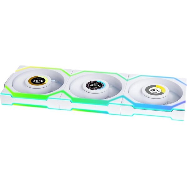 Wentylator Lian Li UNI FAN SL Wireless LCD 120 Reverse Blade 3-pack biały (12RSLLCD1W3W)