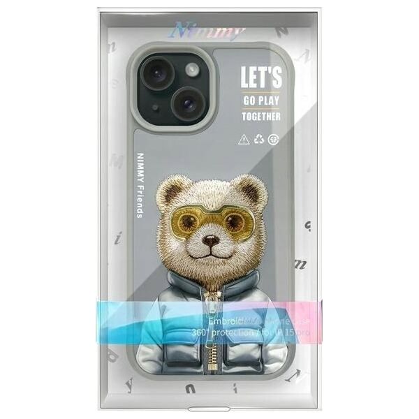 Nimmy iPhone 15 6.1" case gray/grey Cool&Cute 2.0 Bear