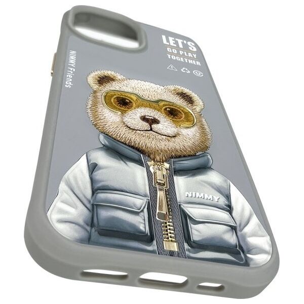 Nimmy iPhone 15 6.1" case gray/grey Cool&Cute 2.0 Bear