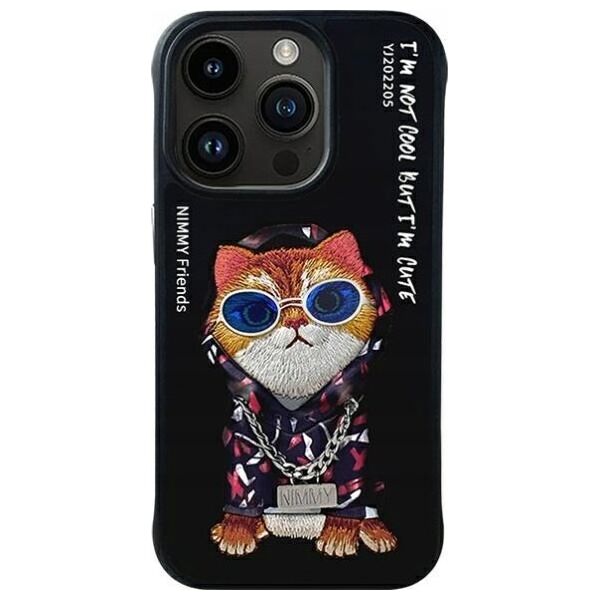 Nimmy iPhone 15 Pro 6.1" Case Black Glasses Cool Cat