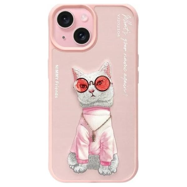 Nimmy iPhone 15 6.1" case pink/pink Glasses Cool Cat