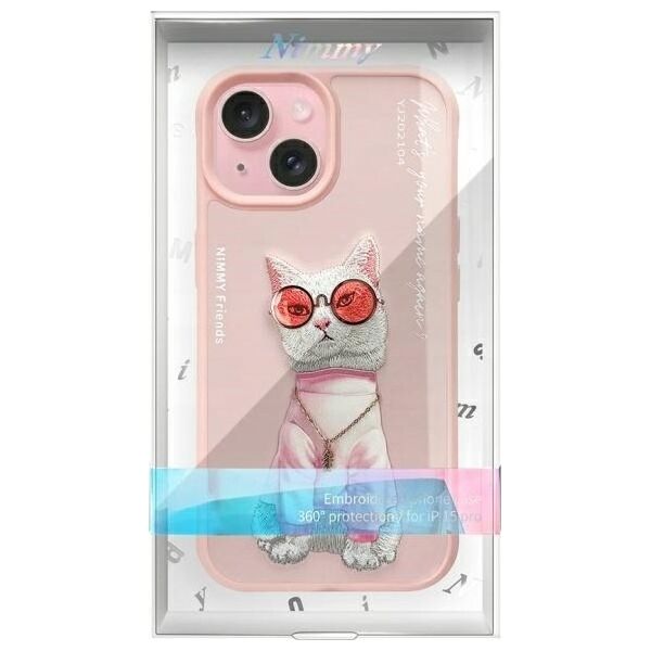Nimmy iPhone 15 6.1" case pink/pink Glasses Cool Cat