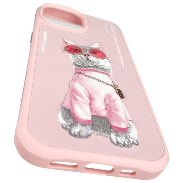 Nimmy iPhone 15 6.1" case pink/pink Glasses Cool Cat