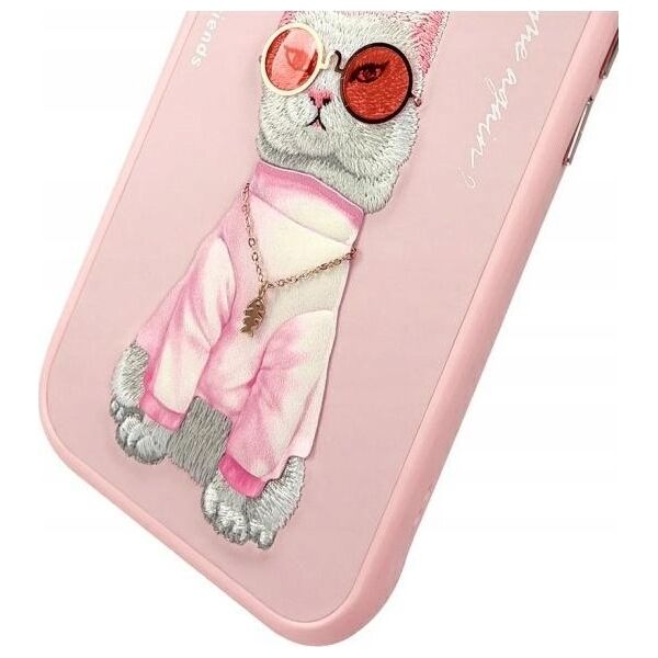 Nimmy iPhone 15 6.1" case pink/pink Glasses Cool Cat