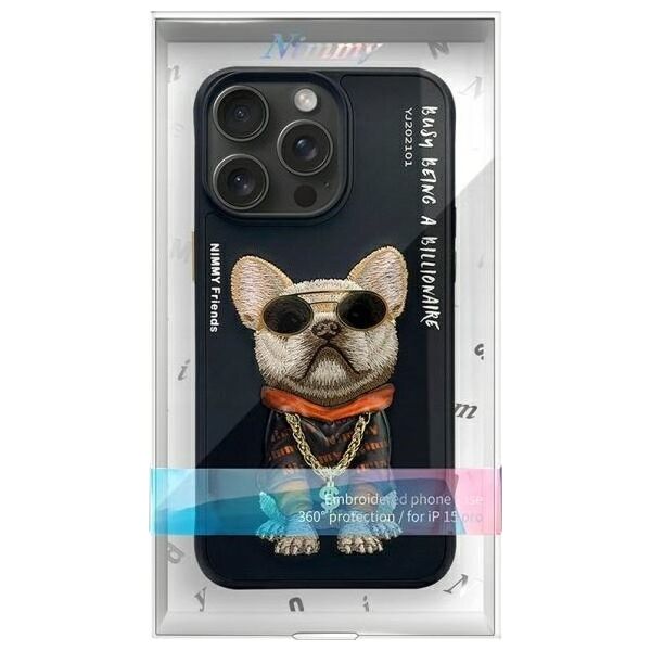 Nimmy iPhone 15 Pro 6.1" Case Black Glasses Cool Dog