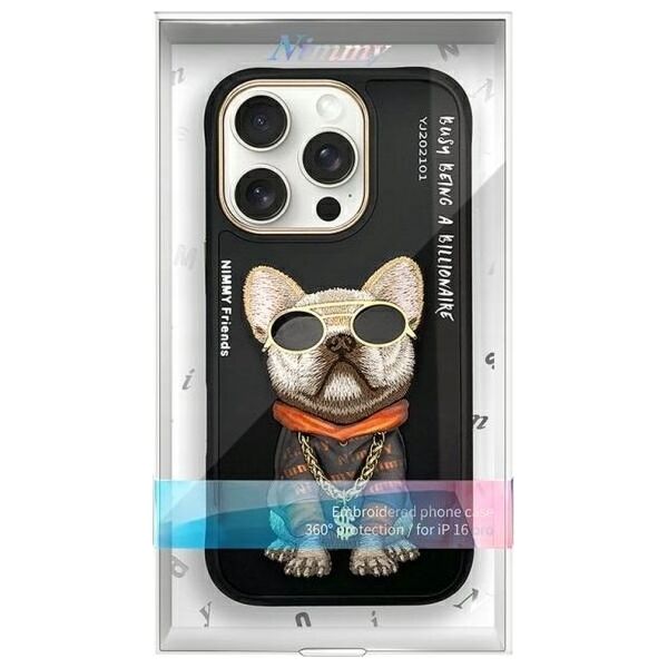 Nimmy iPhone 16 Pro 6.3" Case Black Glasses Cool Dog