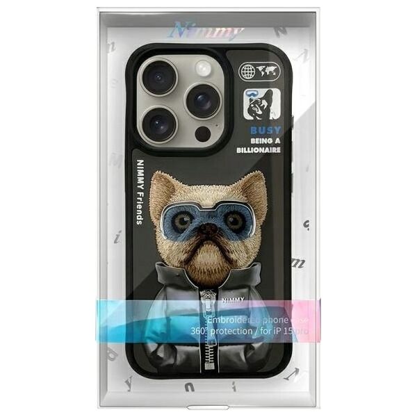 Nimmy iPhone 15 Pro 6.1" Case Black Cool&Cute 2.0 Dog