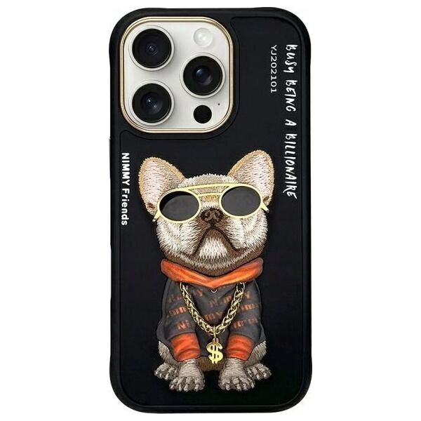 Nimmy iPhone 16 Pro Max 6.9" Case Black Glasses Cool Dog