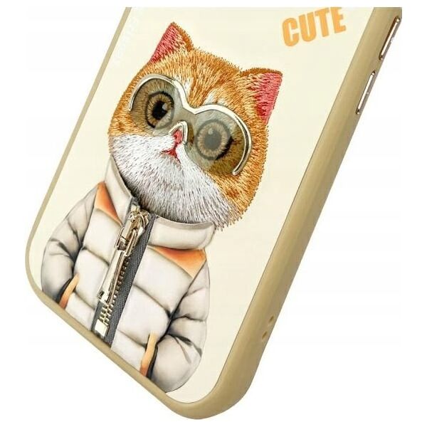 Nimmy case iPhone 15 6.1" khaki Cool&Cute 2.0 Cat