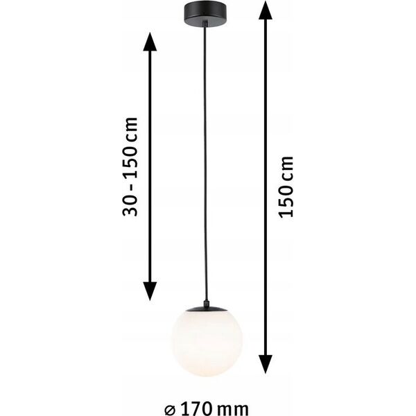 Lampa wisząca Paulmann Lampa wisząca łazienkowa GOVE LED 9W 900lm 3000K IP44 230V czarny matowy / metal /  szkło