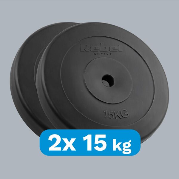 Rebel Zestaw obciążeń bitumicznych 2x15kg, otwór 31mm, talerz klasyczny, REBEL ACTIVE
