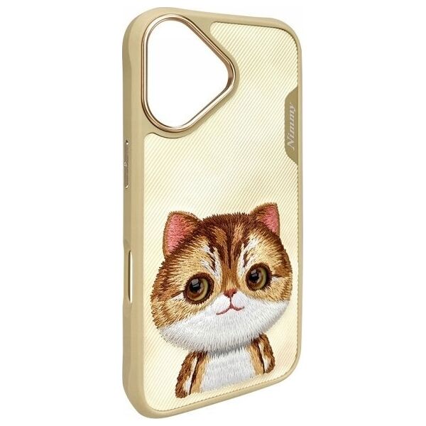 Nimmy case iPhone 16 6.1" khaki Big Eyed Pet 2.0 Cat