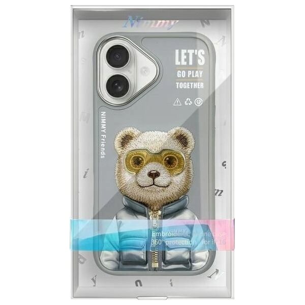 Nimmy iPhone 16 6.1" case gray/grey Cool&Cute 2.0 Bear