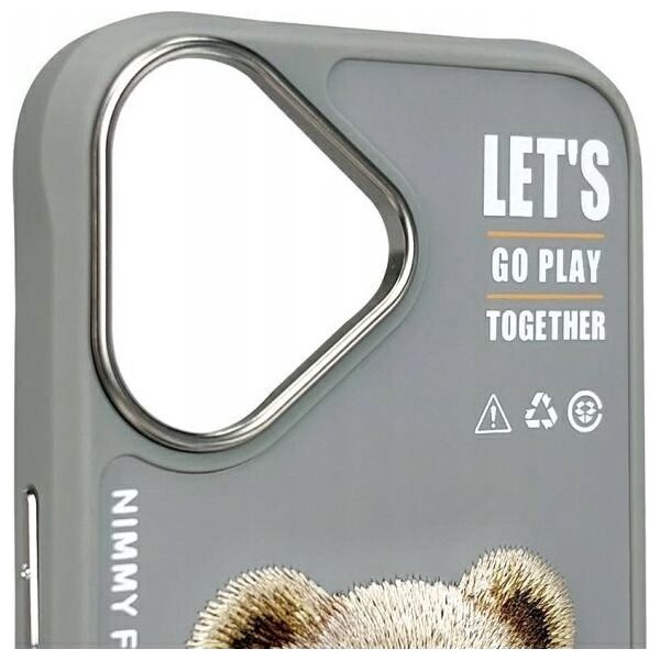 Nimmy iPhone 16 6.1" case gray/grey Cool&Cute 2.0 Bear