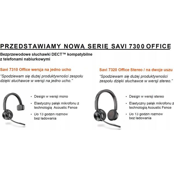 Słuchawki Poly SAVI 7320 OFFICE, S7320 CD, STEREO, EMEA
