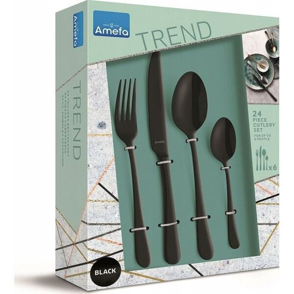 Amefa Sztućce Amefa 1410 Trend 24 sztuki komplet dla 6 osób czarne