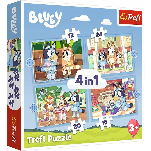 Trefl PUZZLE 4w1 Bluey i jego świat 34637