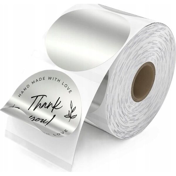 Phomemo Papier Naklejki 140x Etykieta Okrągła Srebrna Phomemo M110 M120 M200 M221 / Xy5050-140ls