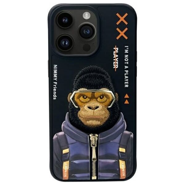 Nimmy iPhone 15 Pro 6.1" Case Black Cool&Cute 2.0 Monkey