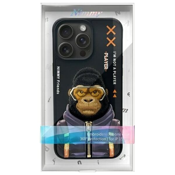 Nimmy iPhone 15 Pro 6.1" Case Black Cool&Cute 2.0 Monkey