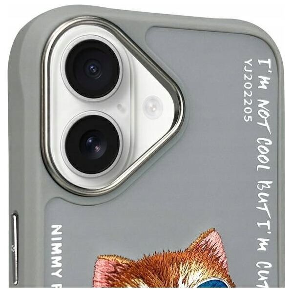 Nimmy iPhone 16 6.1" case gray/gray Glasses Cool Cat