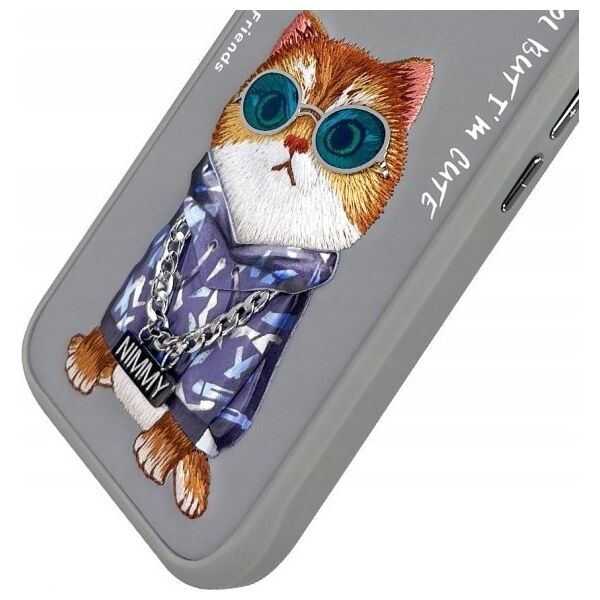 Nimmy iPhone 16 6.1" case gray/gray Glasses Cool Cat